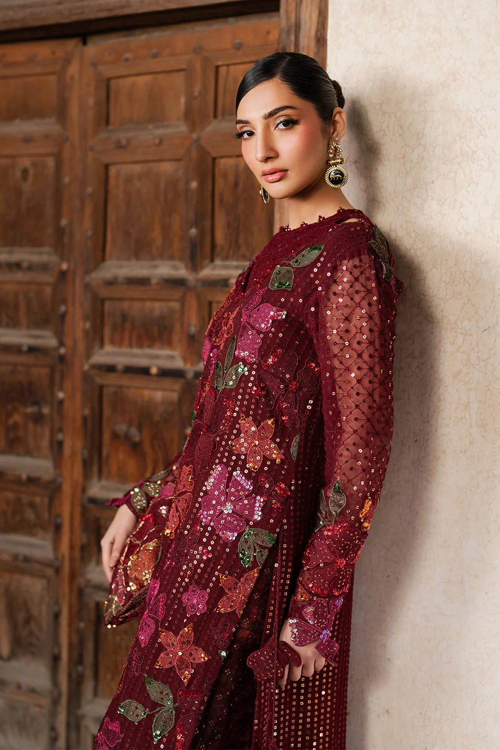 ILC-05 Embroidered Chiffon (Aline Shirt With Sharara) - Image 3