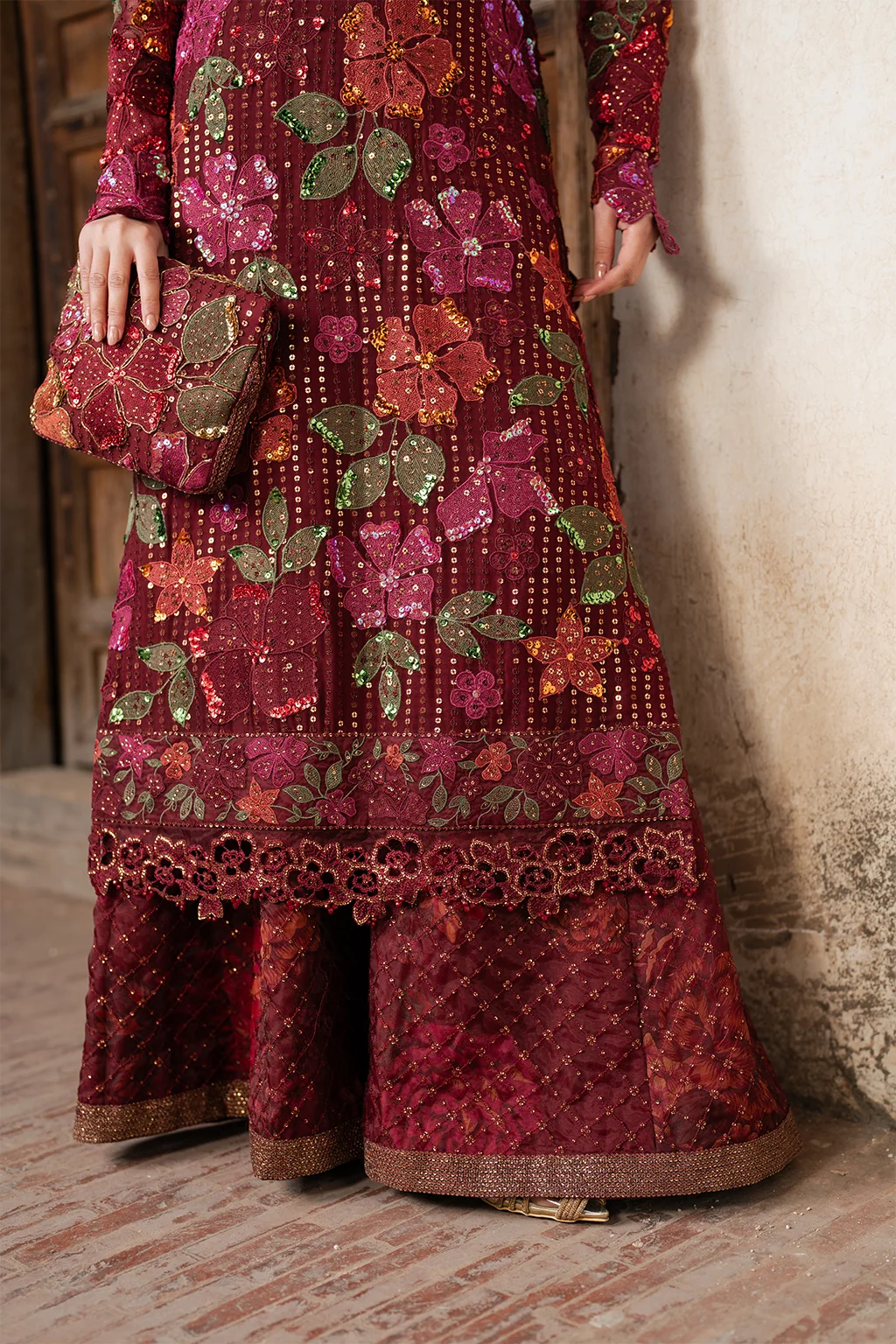ILC-05 Embroidered Chiffon (Aline Shirt With Sharara) - Image 5
